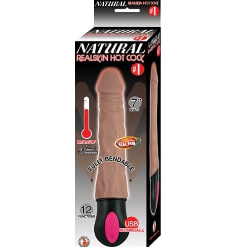 Realistic Warming 7 inch Vibrating Dildo Brown - Image 3