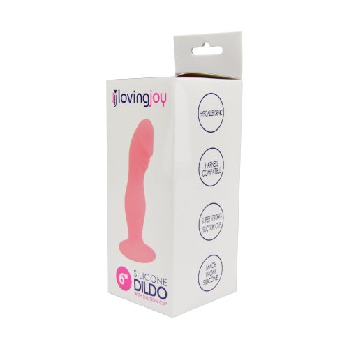 Loving Joy 6 Inch Silicone Dildo with Suction Cup Pink - Image 8