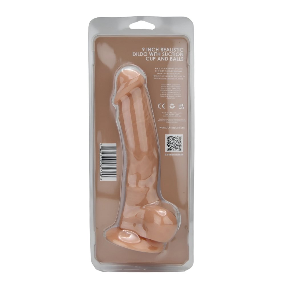 Loving Joy 9 Inch Realistic Silicone Dildo with Suction Cup and Balls Vanilla - Image 9